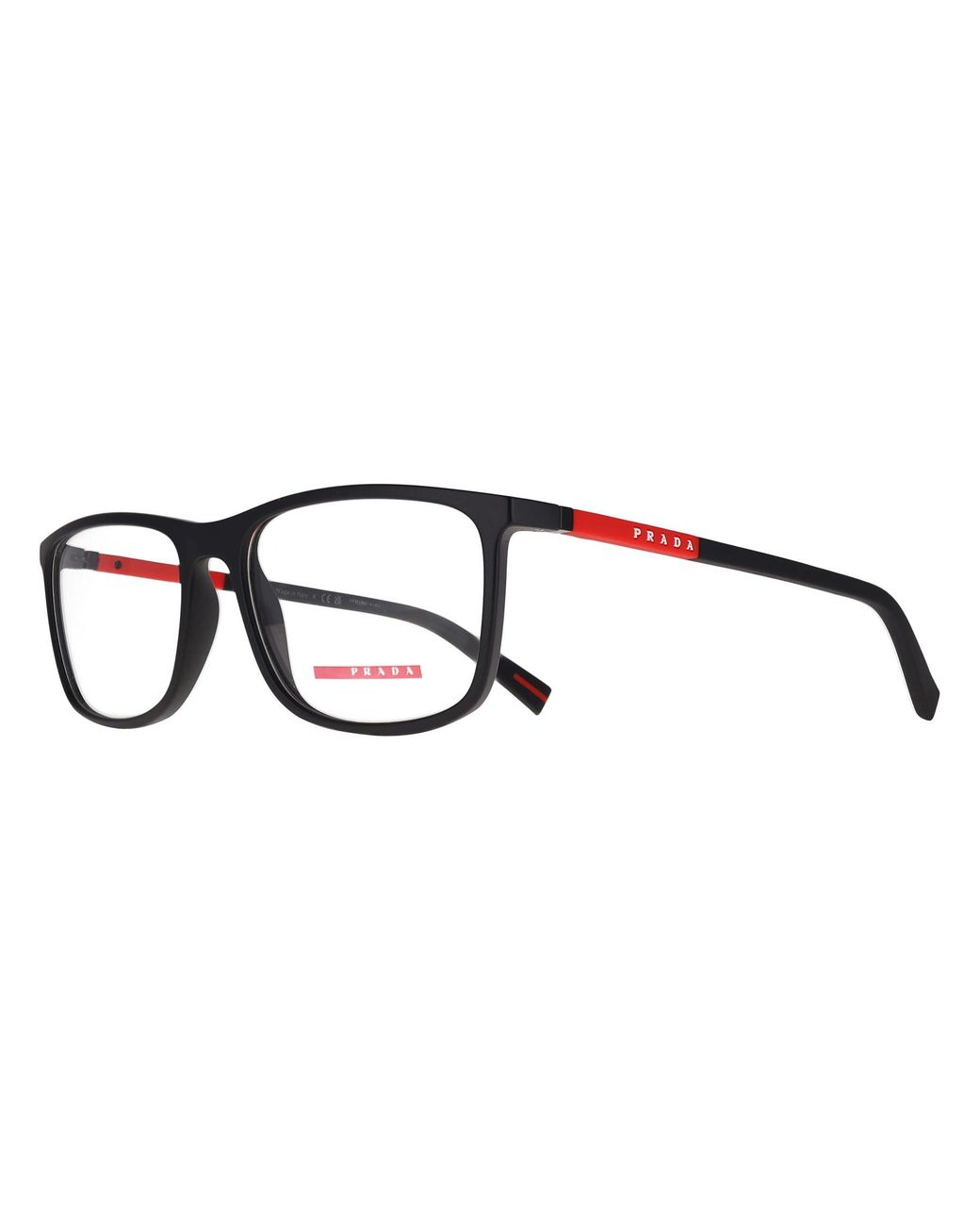 Prada Sport Black Rectangular Rubbered Ps03Qv for men
