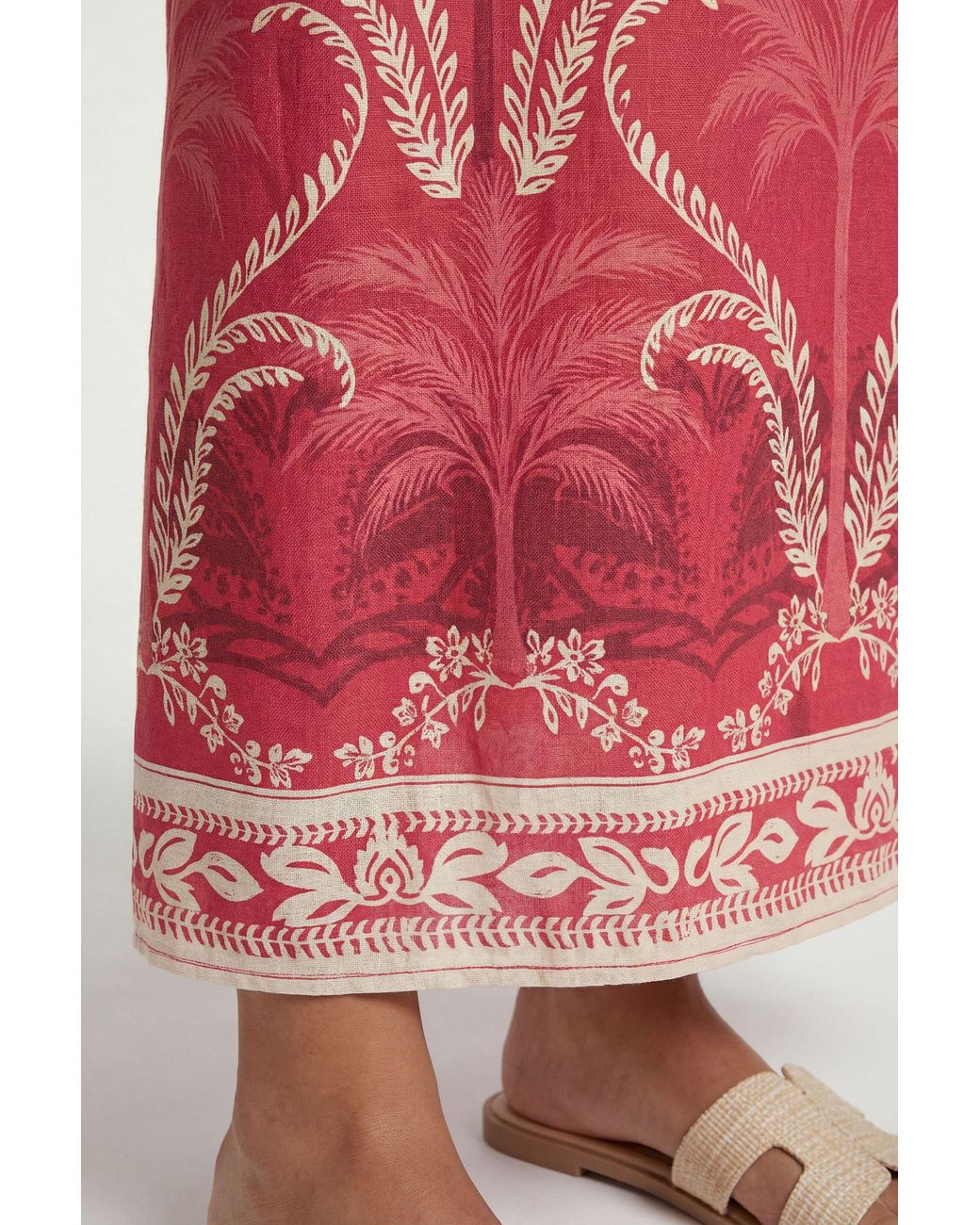 Wallis Red Summer Tropical Belted Maxi Dress