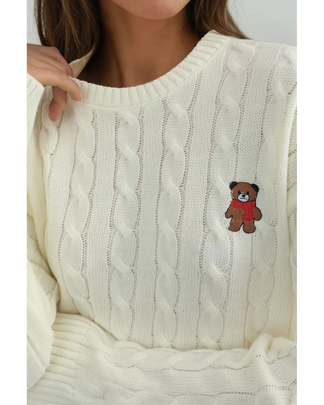 Hiccup Natural Hair Braid Knit Sweater With Embroidery