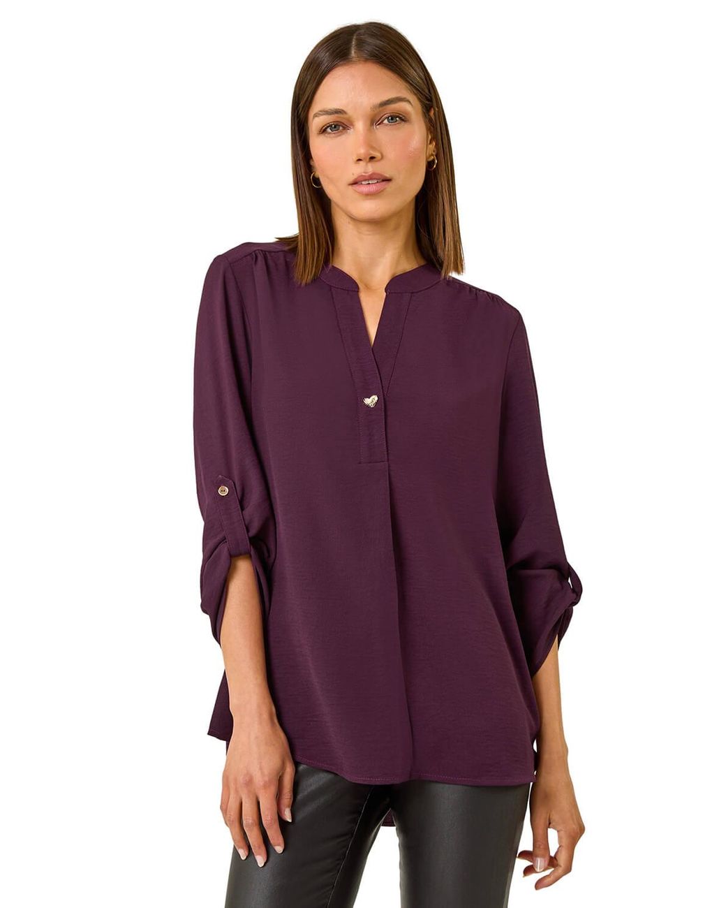 Roman Purple Heart Button Detail Shirt