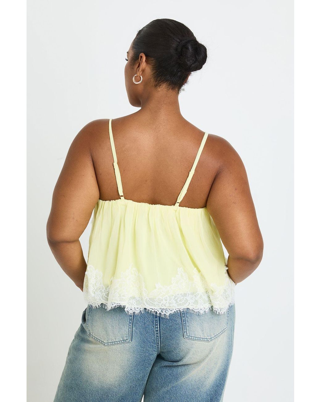 Boohoo White Plus Lace Trim Detail Cami Top