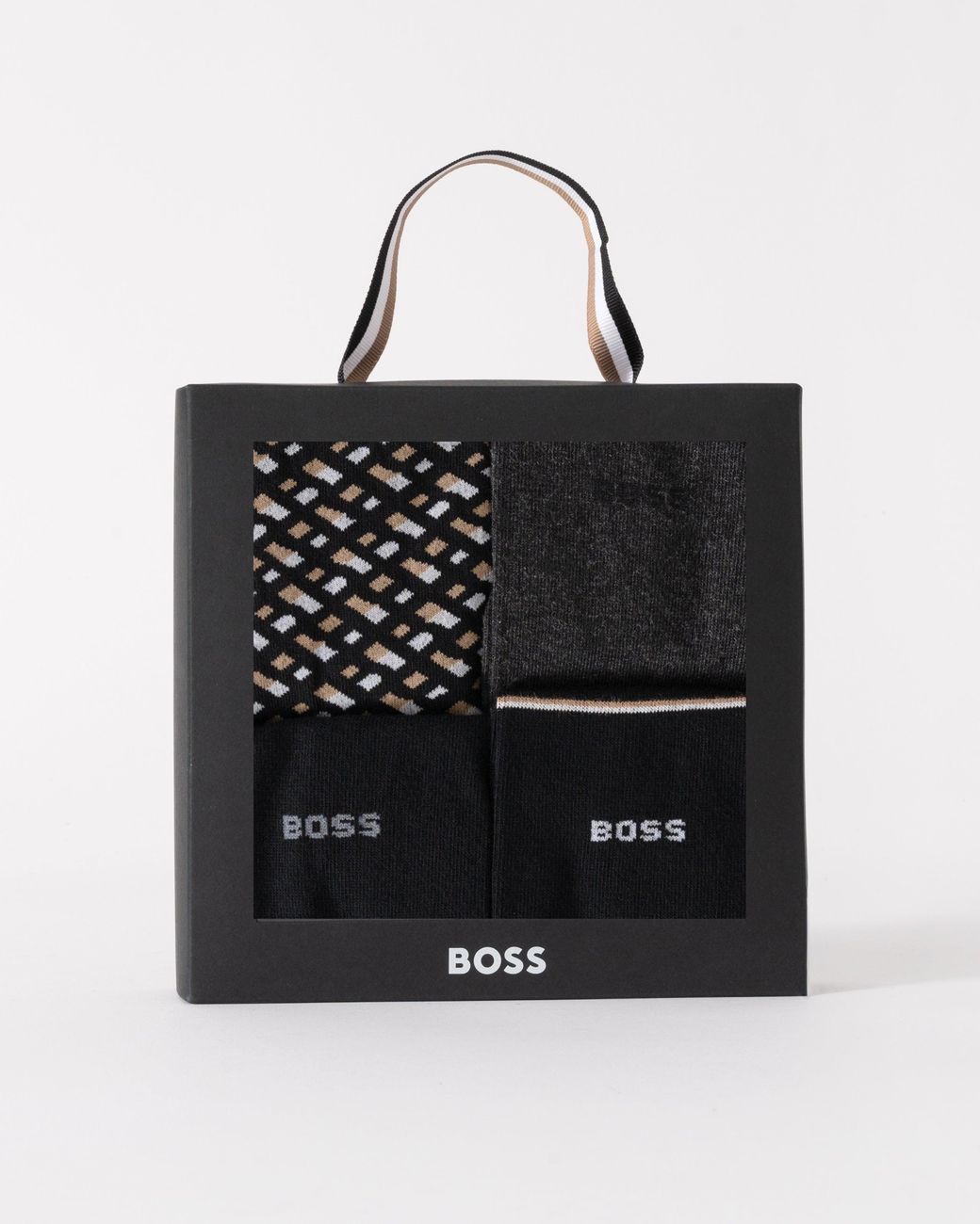 Boss Black Monogram 4 Pack Sock Gift Set for men