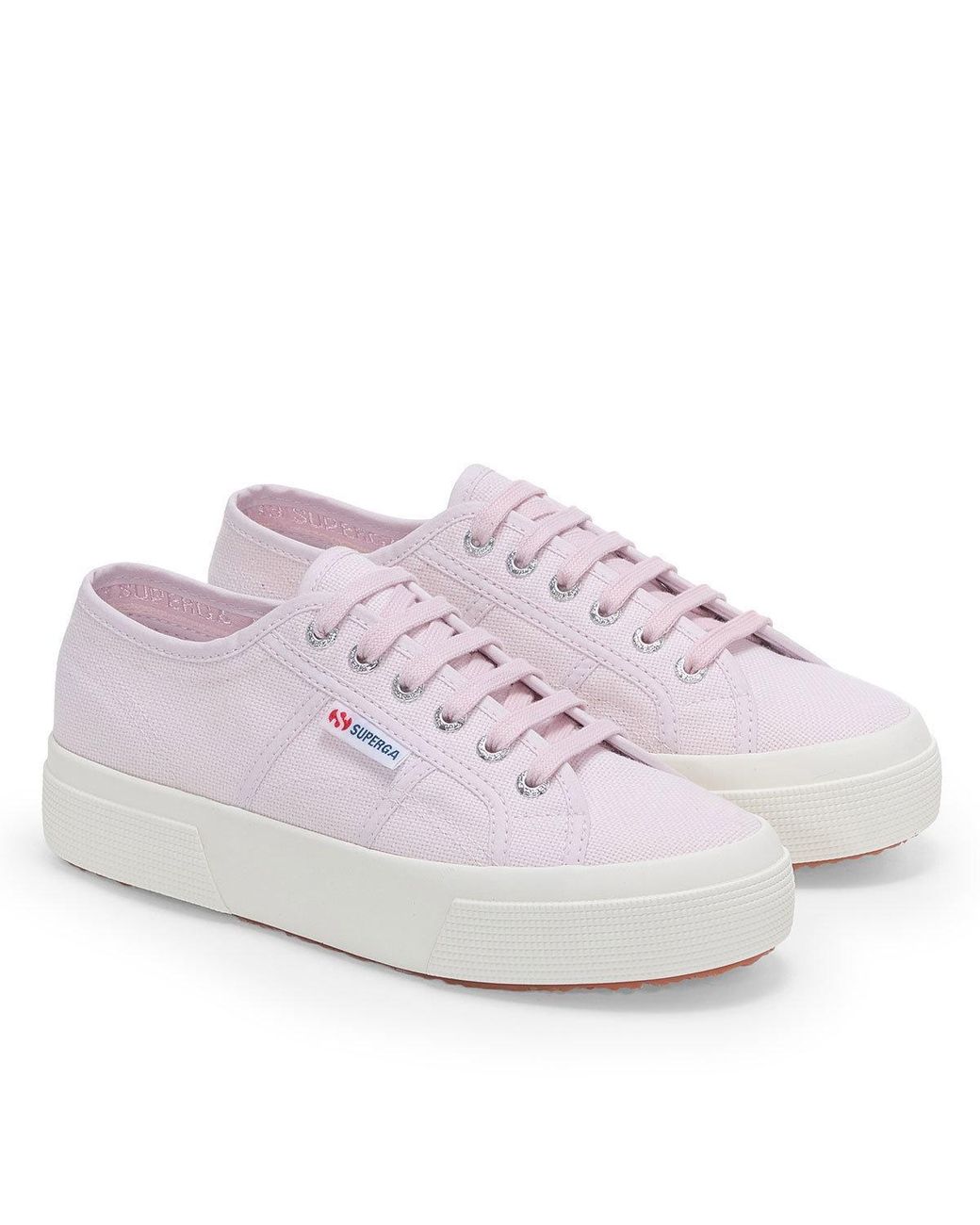 Superga Purple Ladies 2740 Lace Up Platforms /Avorio)