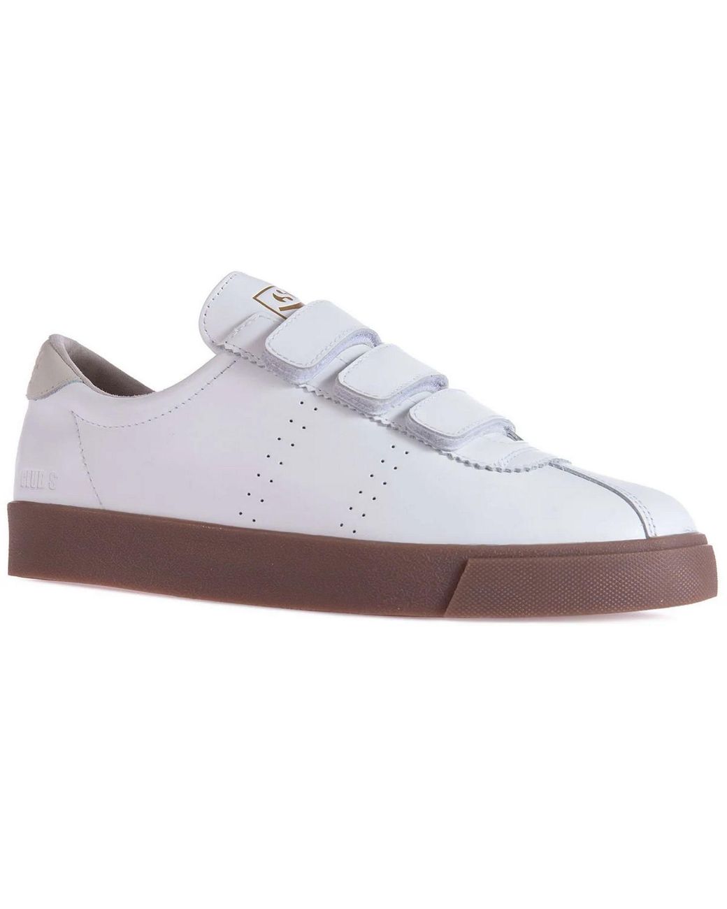 Superga White Ladies 2870 Sport Club S Contrast Detail Leather Trainers Gesso)