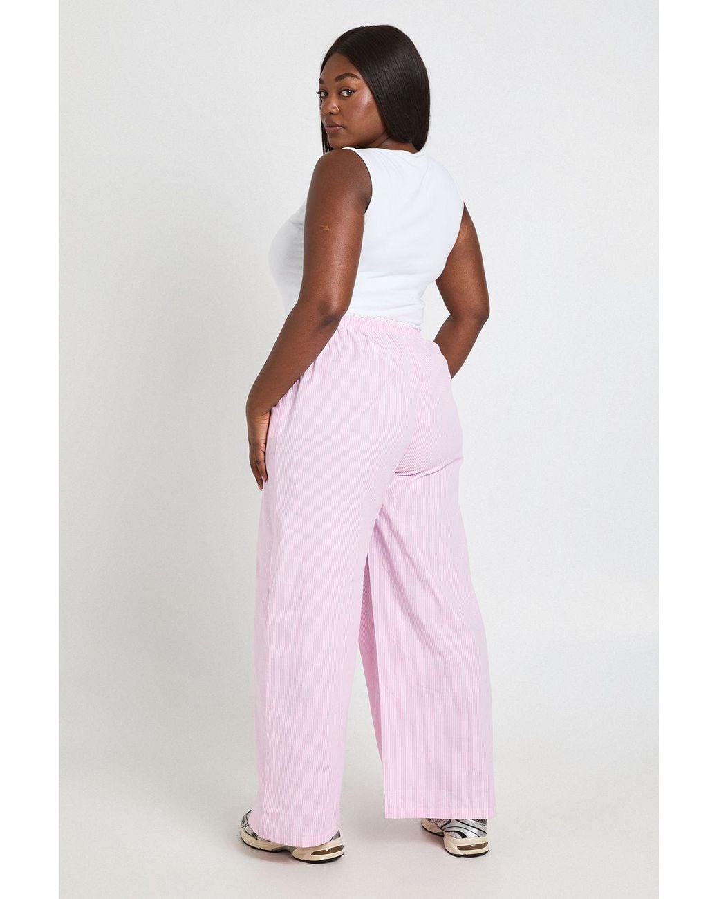 Boohoo Pink Plus Lace Trim Trouser
