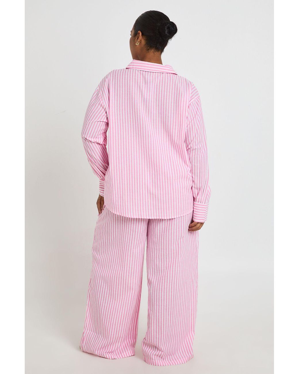 Boohoo Pink Plus Cotton Pinstripe Pyjama Trousers