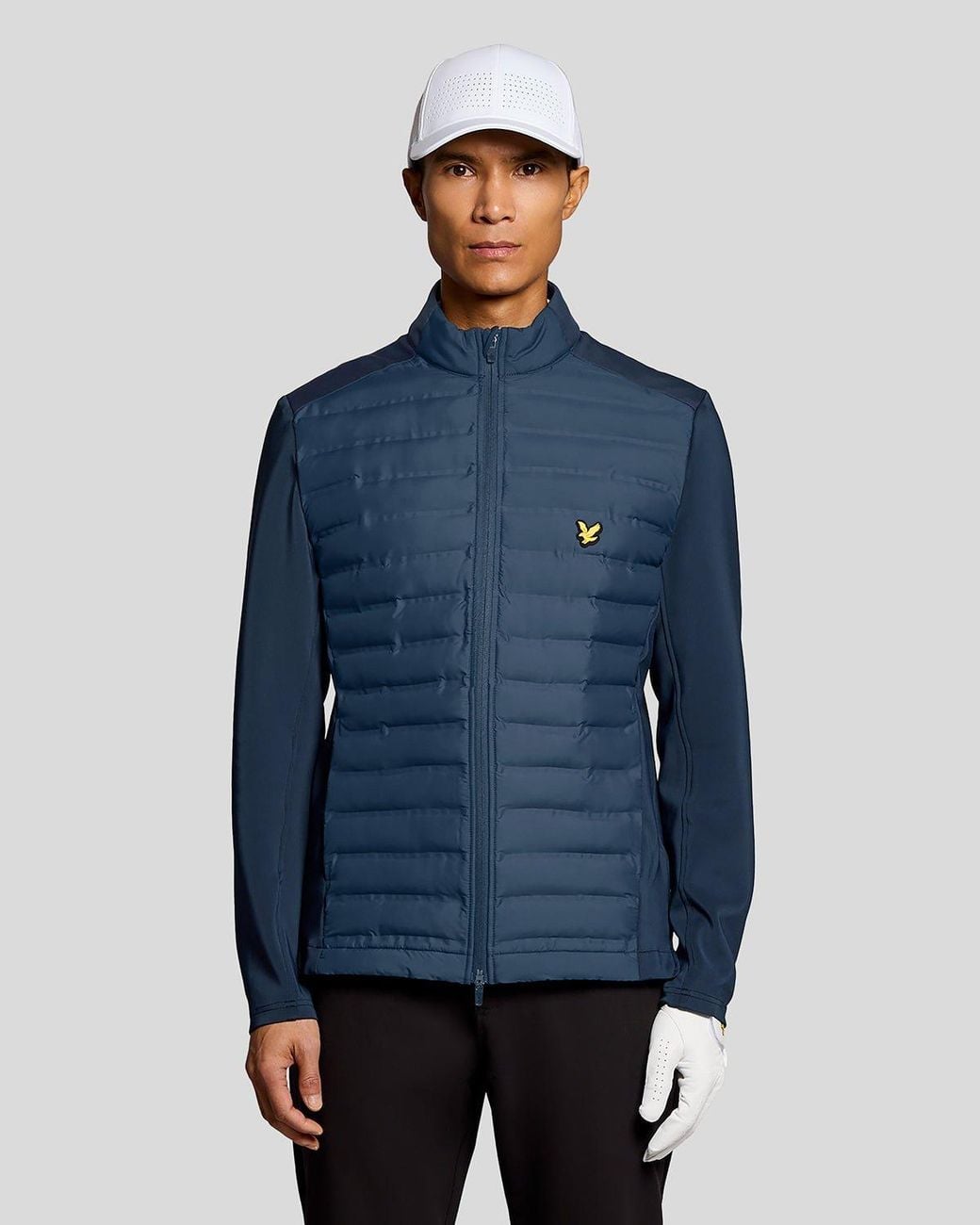 Lyle & Scott Blue Hybrid Quilted Full Zip Golf Jacket for men