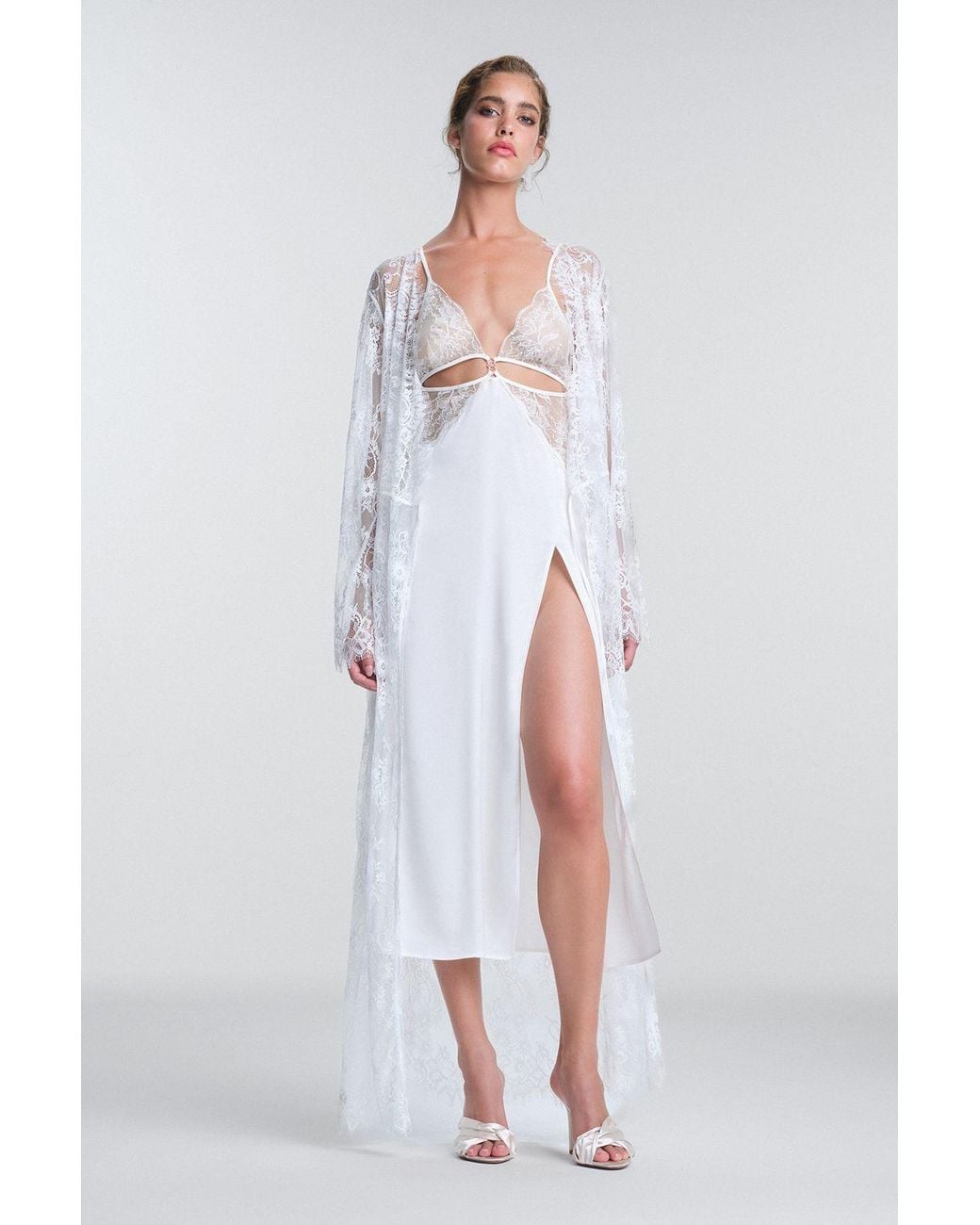 Penti White Kırık Pirra Bride Lace Robe