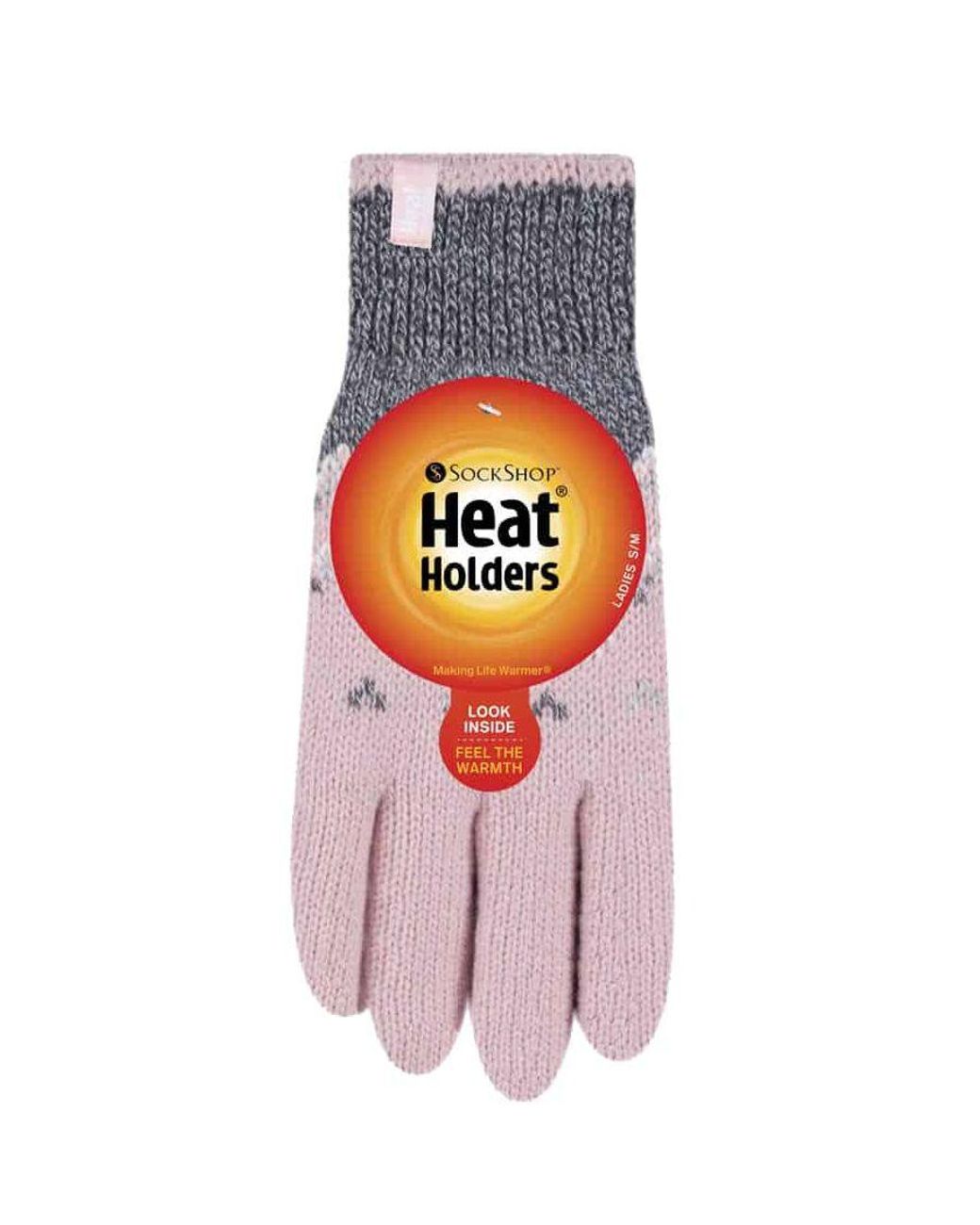 Heat Holders Pink Nordic Fleece Lined Thermal Gloves