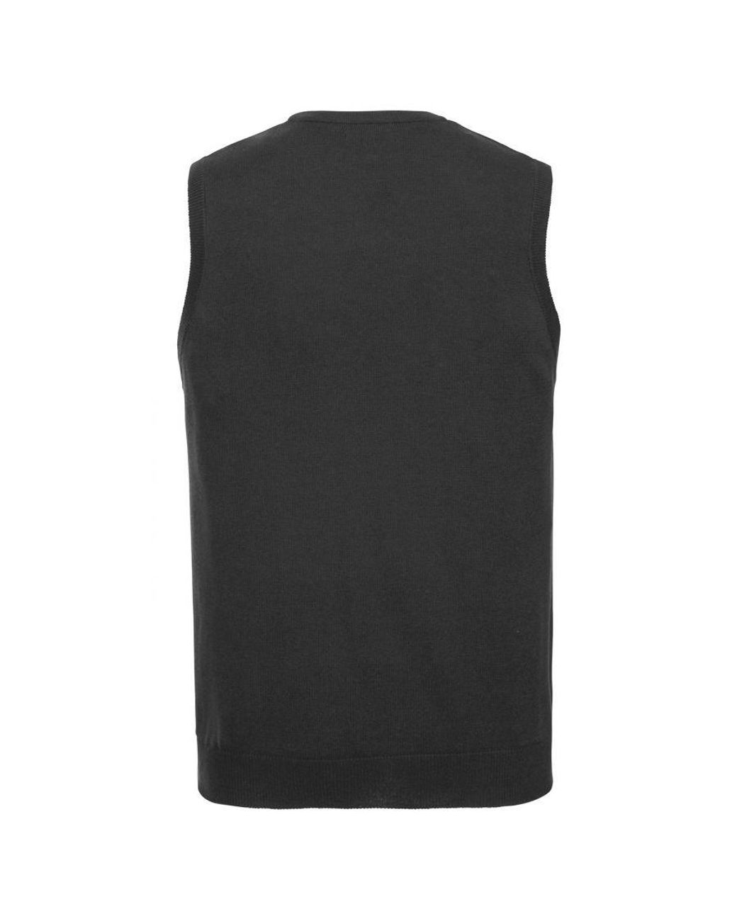 Russell Black Sleeveless V-Neck Sweatshirt for men