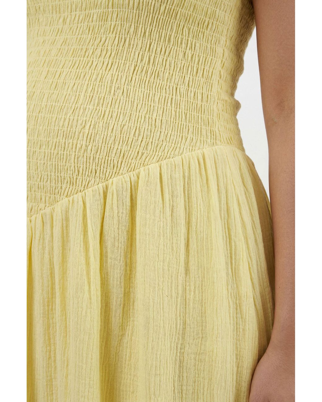 Boohoo Yellow Maternity Cheesecloth Shirred Skater Maxi Dress