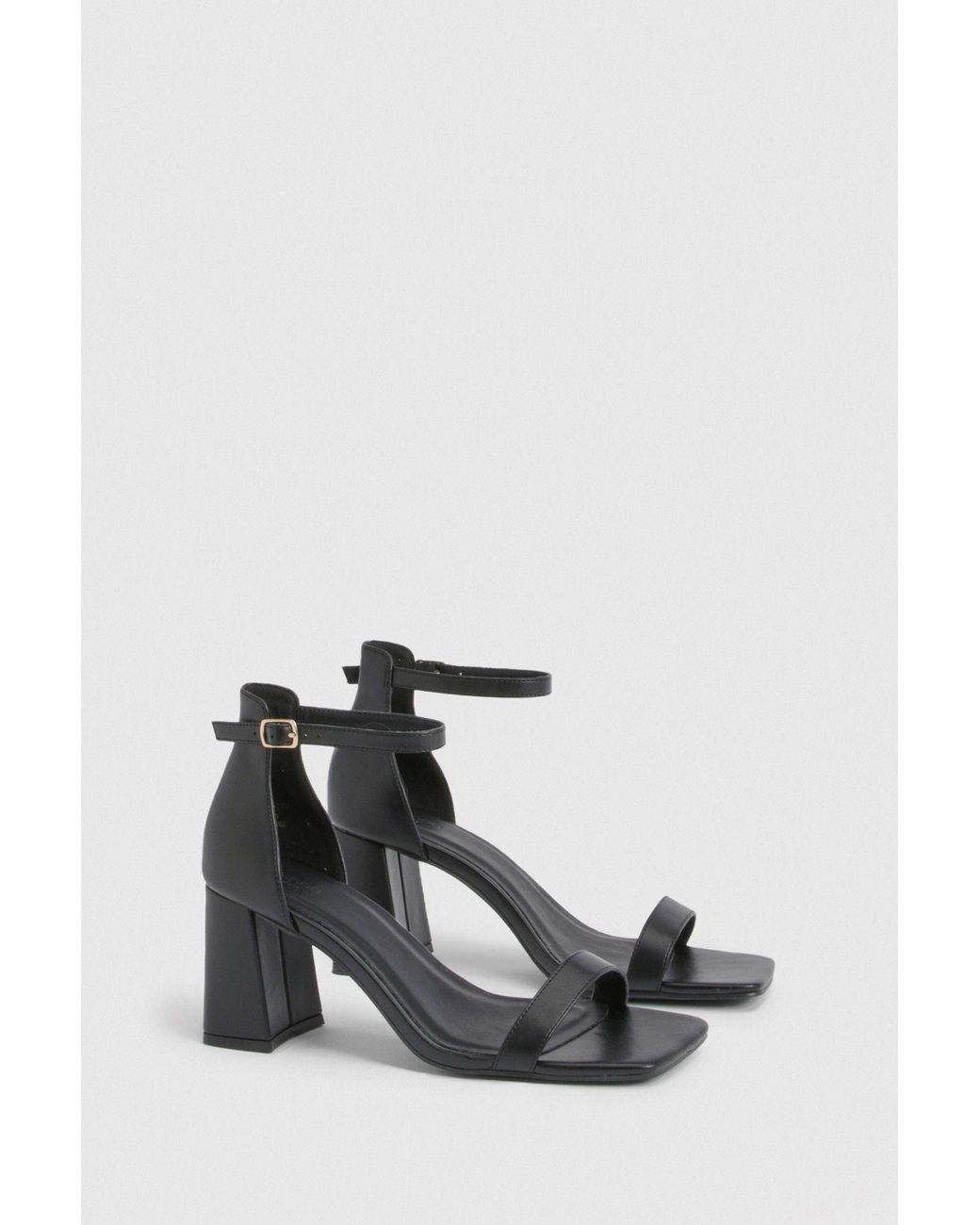 Boohoo Black Wide Fit Mid Block 2 Part Heels