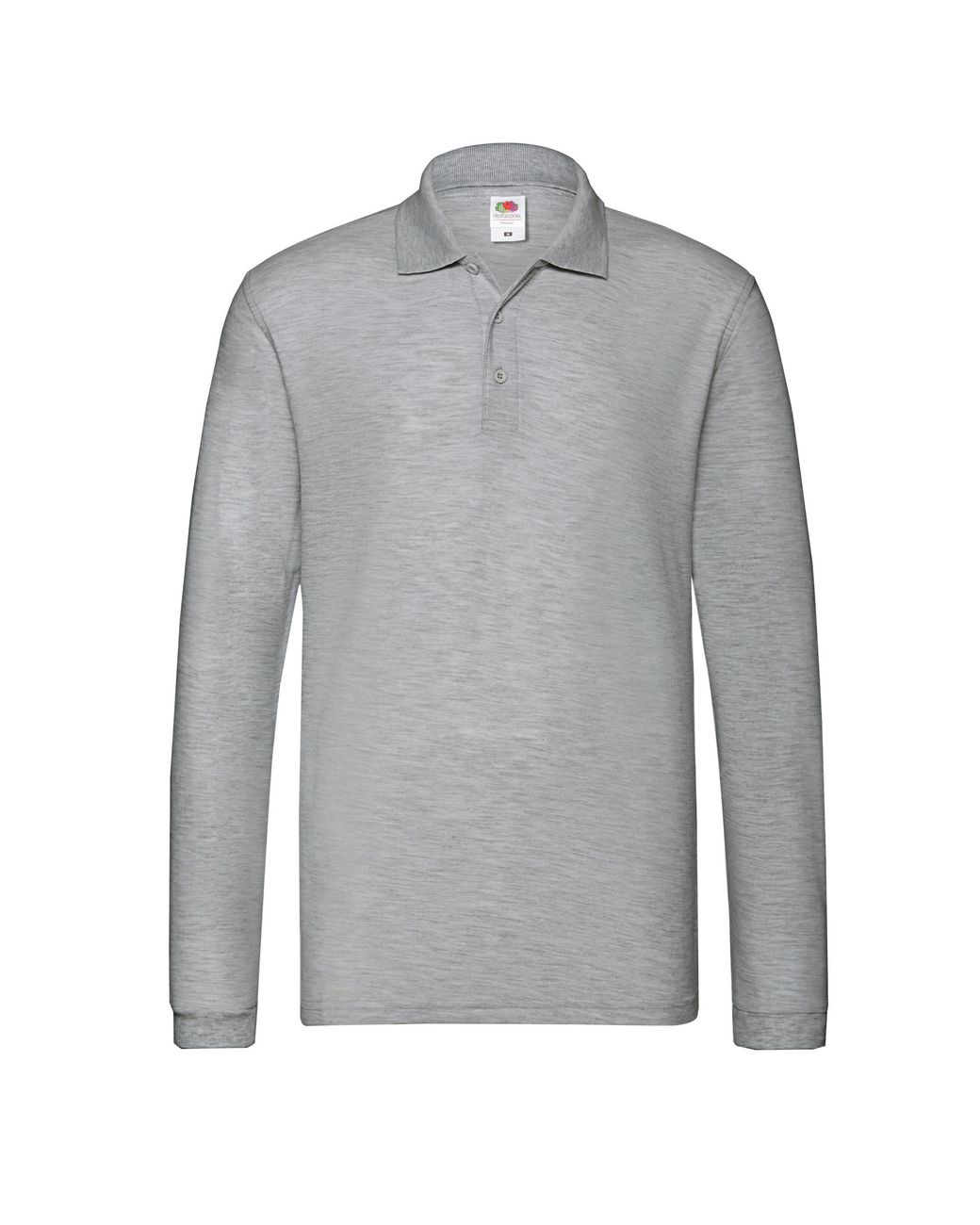 Fruit Of The Loom Gray Premium Heather Long-Sleeved Polo Shirt (Athletic) for men