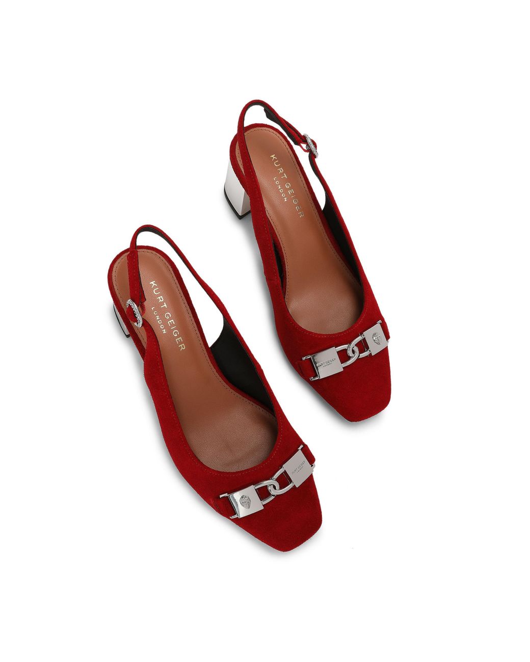 Kurt Geiger Red Suede Kingsley Block Heel Heels