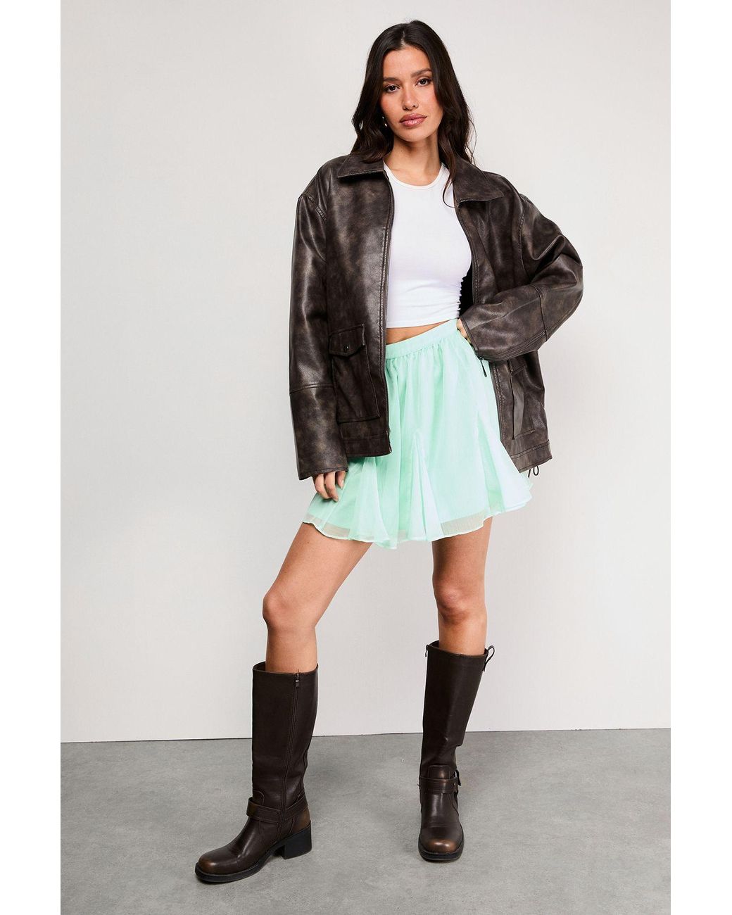 Warehouse Multicolor Chiffon Godet Flippy Mini Skirt