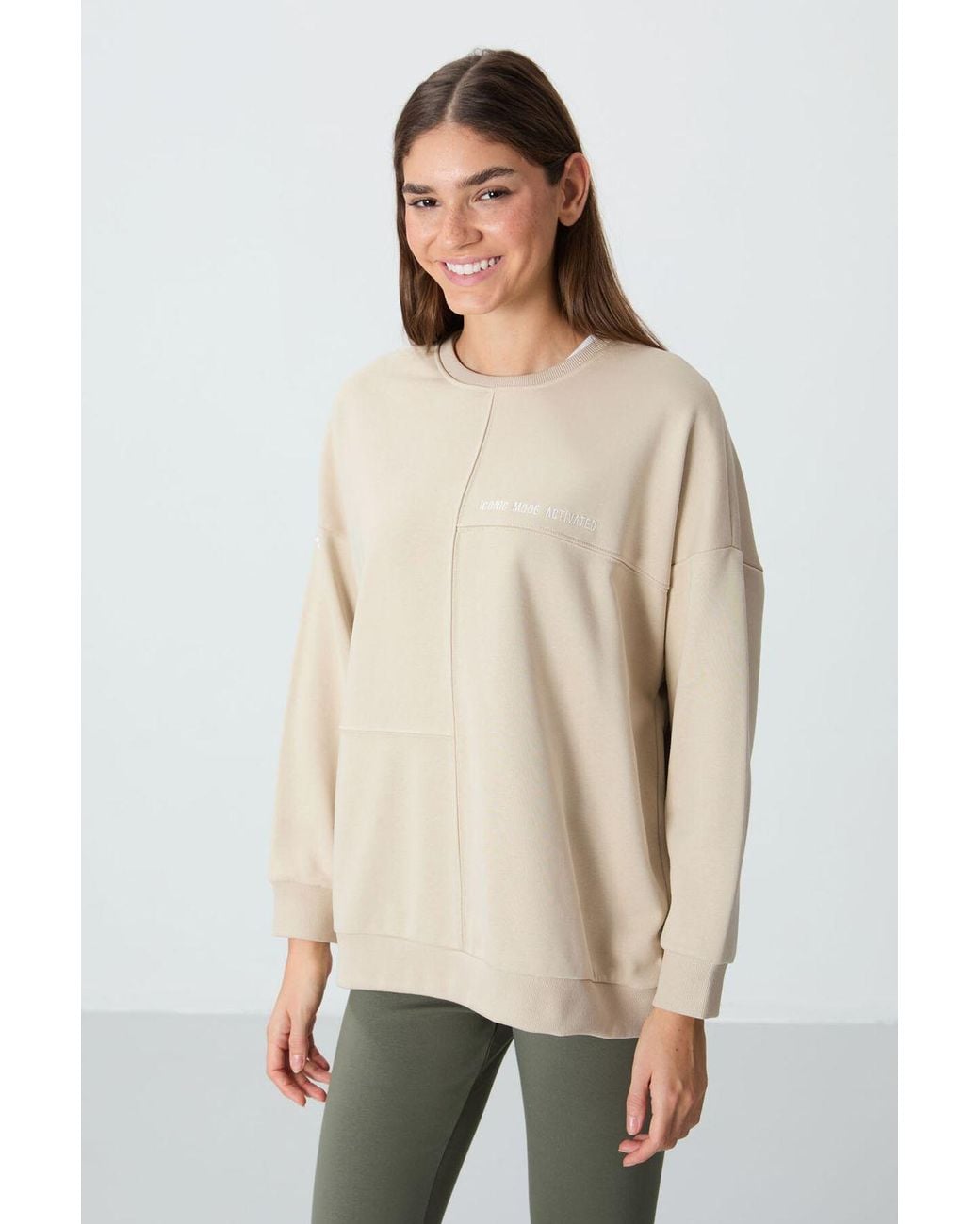 TOMMY LIFE Natural Oversized Crew Neck Sweatshirt