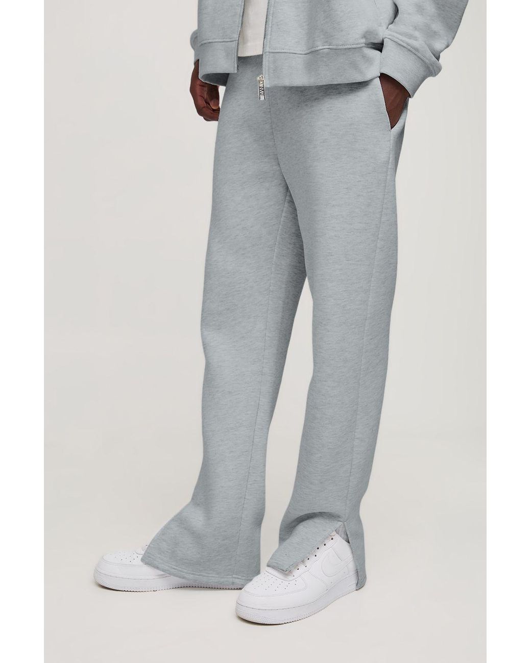 BoohooMAN Gray Regular Fit Split Hem Jogger for men