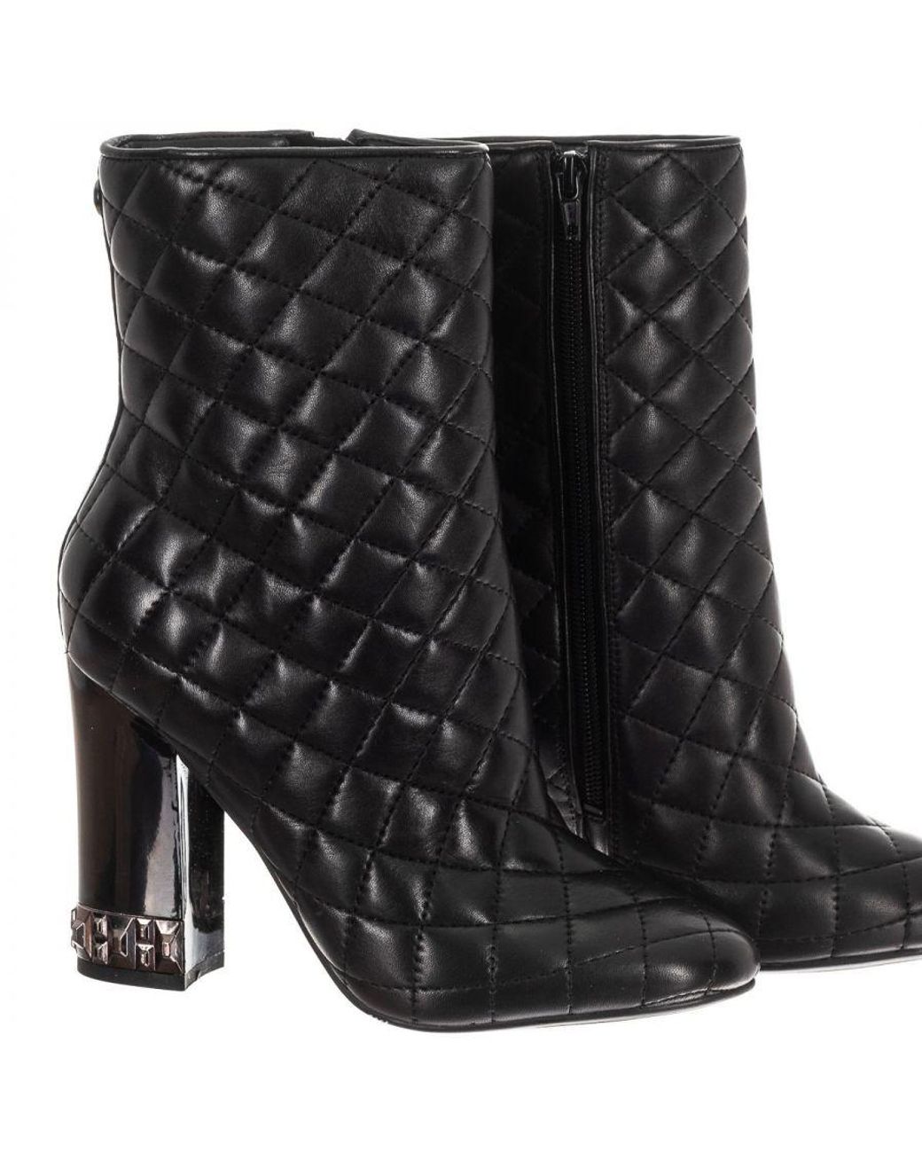 Guess Black Round Toe Padded Finish Flat Ankle Boots Fllde3Lea10