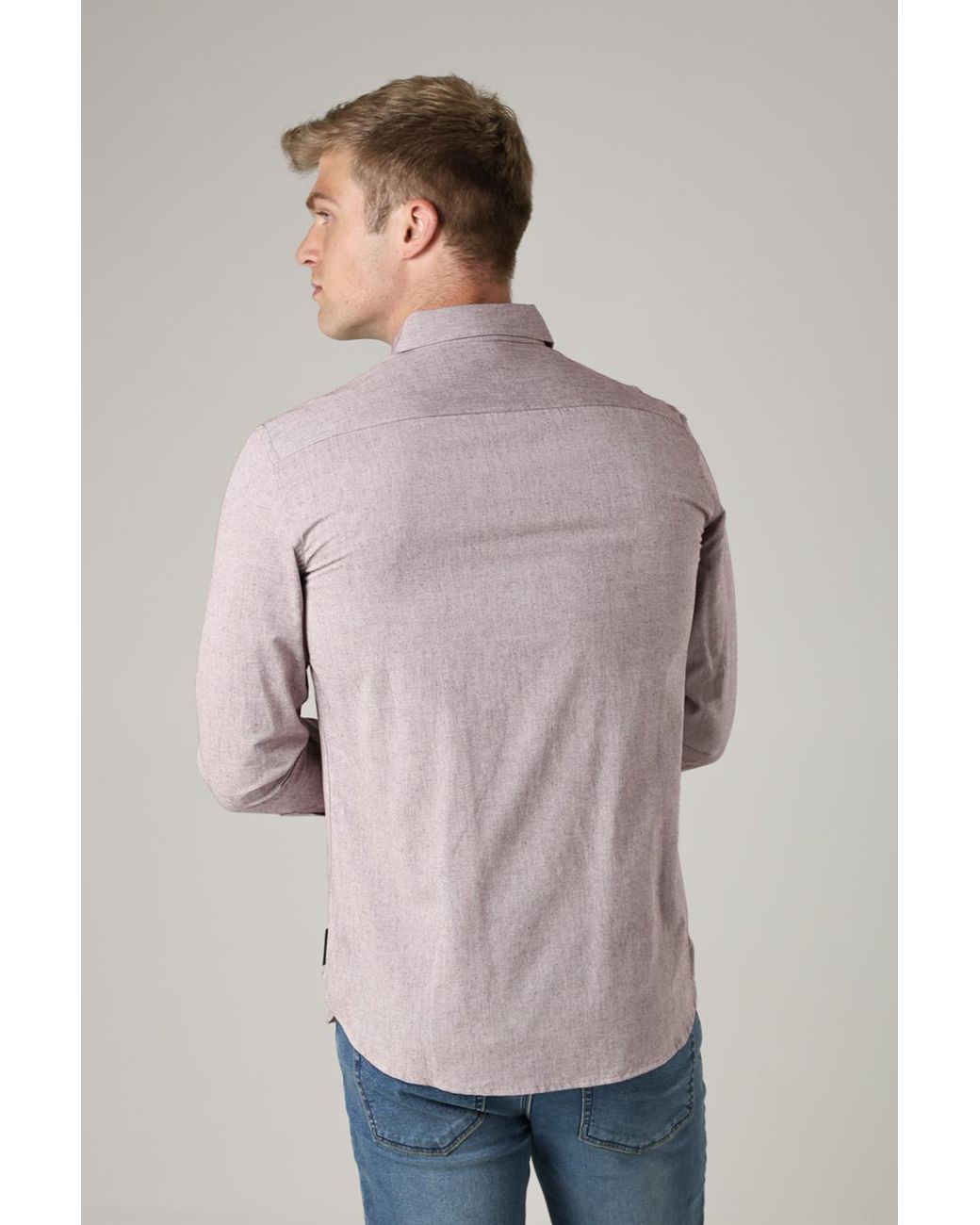 French Connection Red Cotton Long Sleeve Oxford Shirt for men