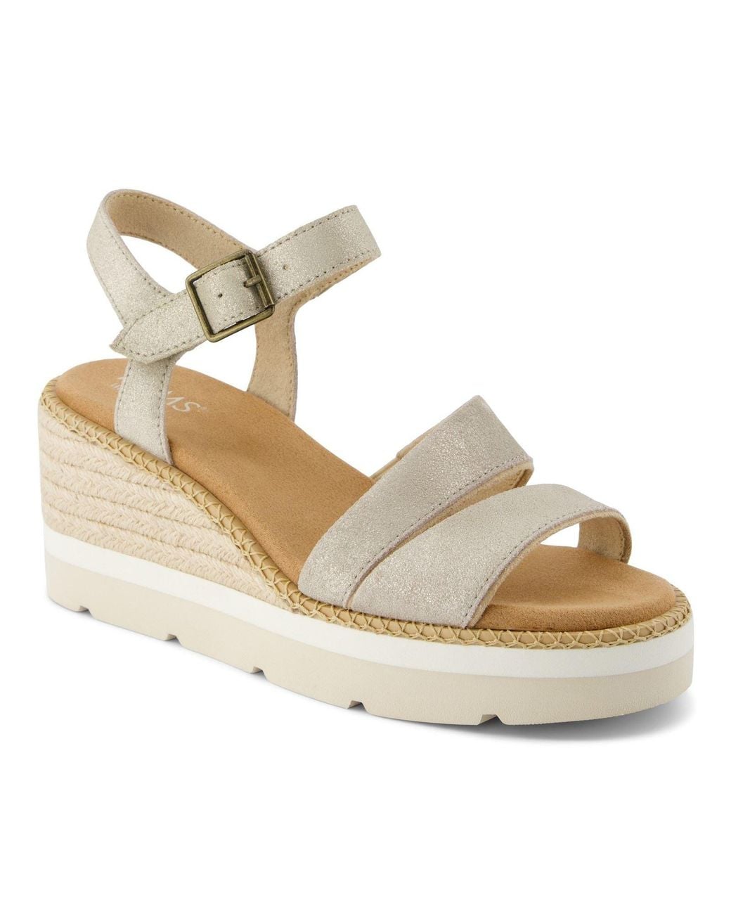 TOMS Metallic Darya Leather Champagne Sandals