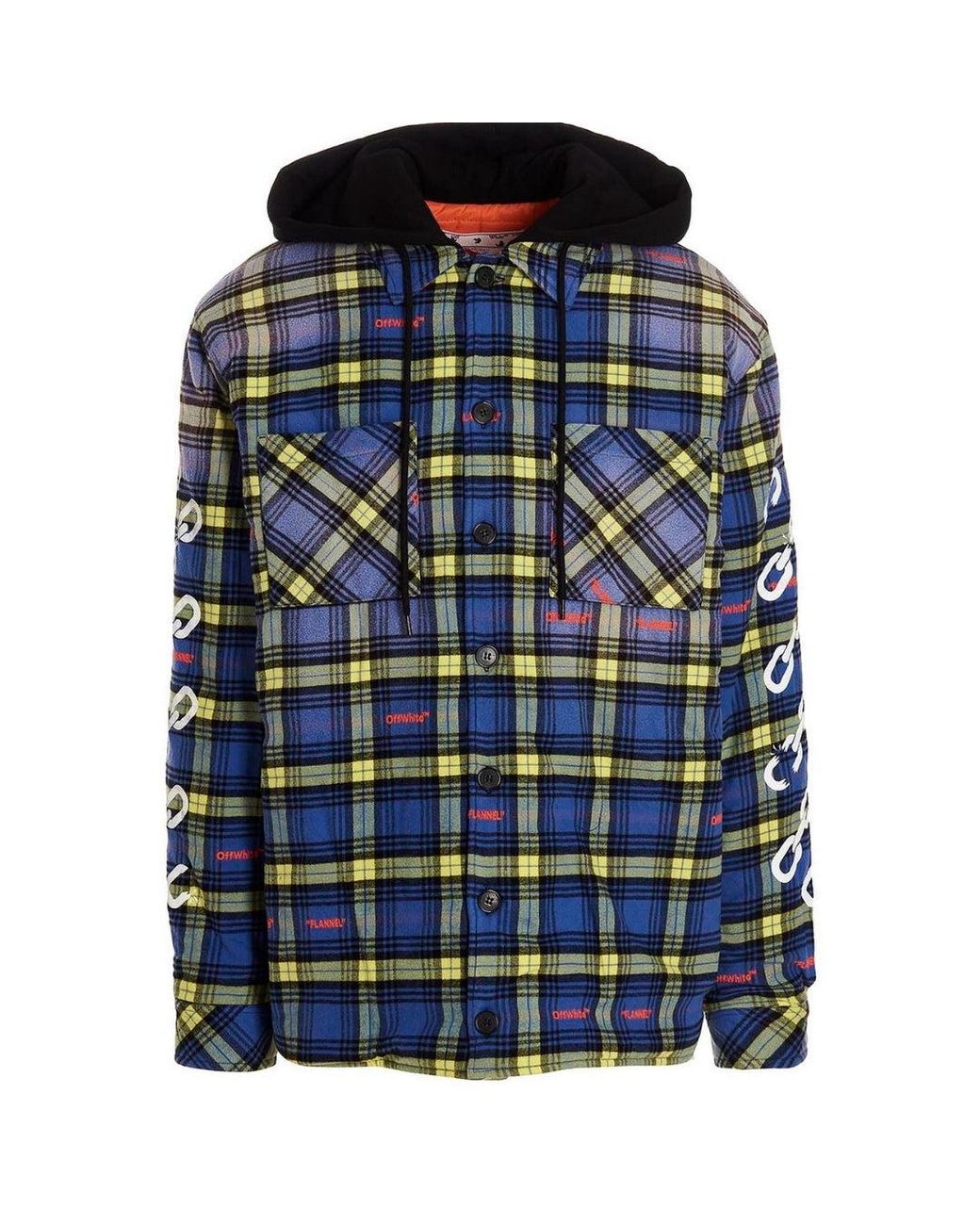 Off-White c/o Virgil Abloh Blue Arrow Padded Flannel Dusty Jacket for men