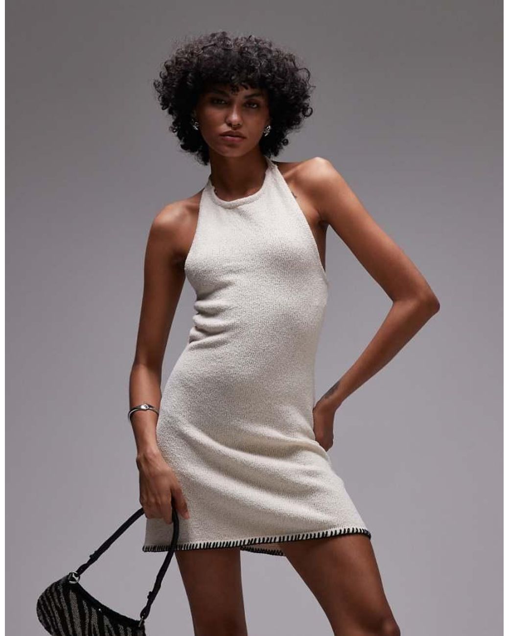 Rhythm Gray Martini Halter Knit Mini Dress