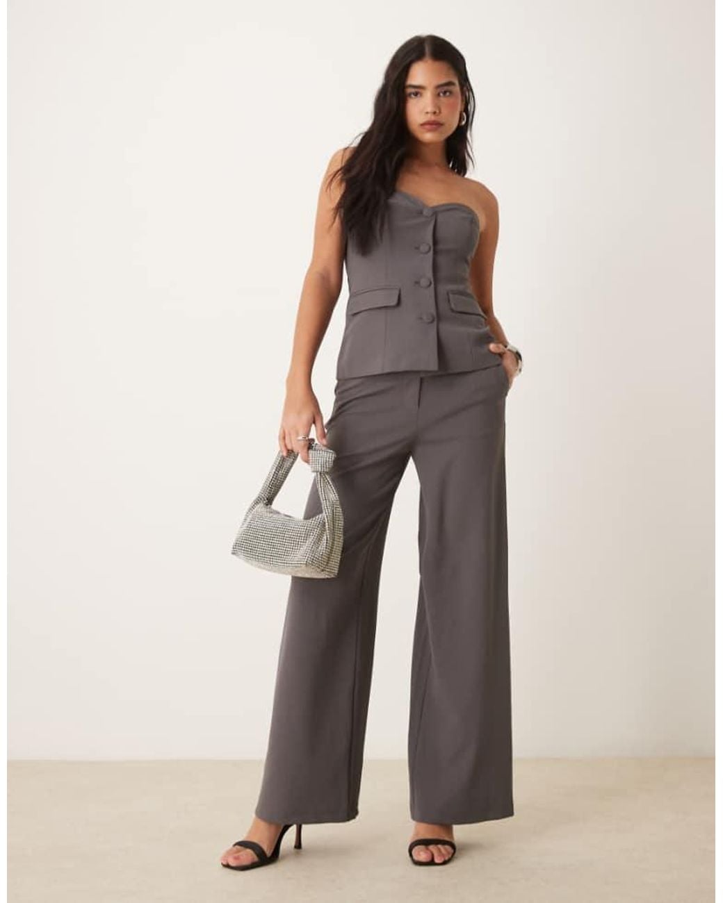 Y.A.S Gray Tailored Wide Leg Pant Co-Ord