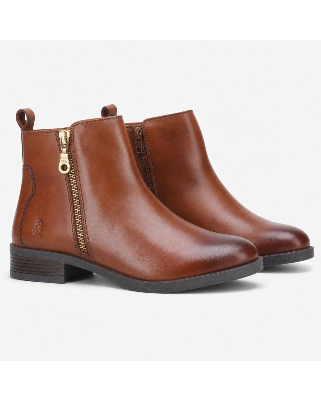 Hush Puppies Brown Perry Zip Boot Ankle Boots Leather