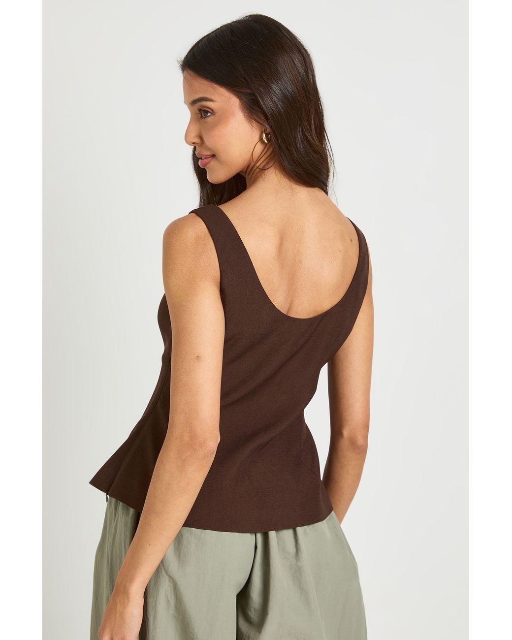 Boohoo Brown Peplum Hem Corset Top