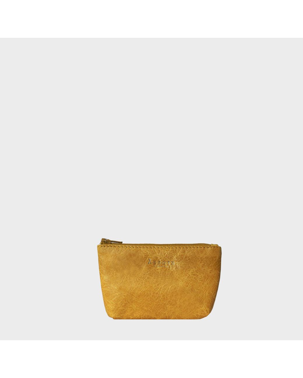 Assots London Yellow 'Diana' Full Grain Leather Zip Top Coin Purse