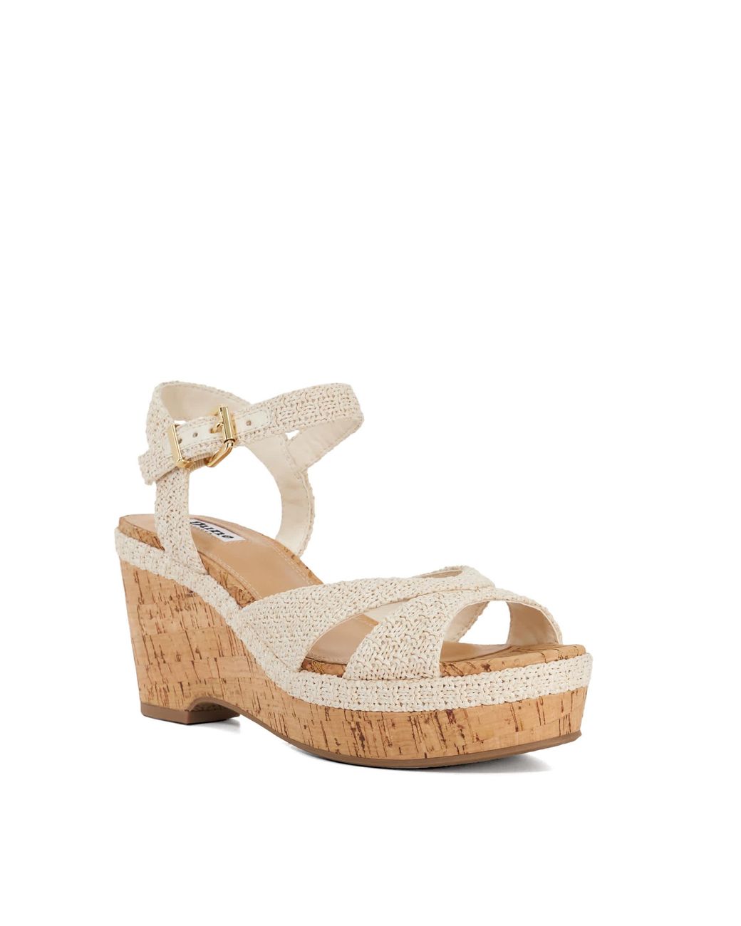 Dune Metallic Kelulu Cork Wedge Sandals