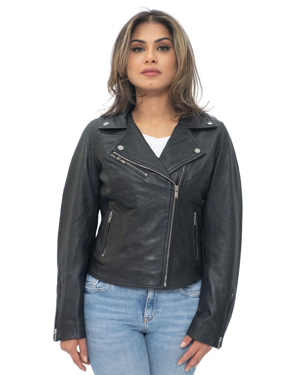 Infinity Leather Black Classic Biker Brando Jacket-Baku