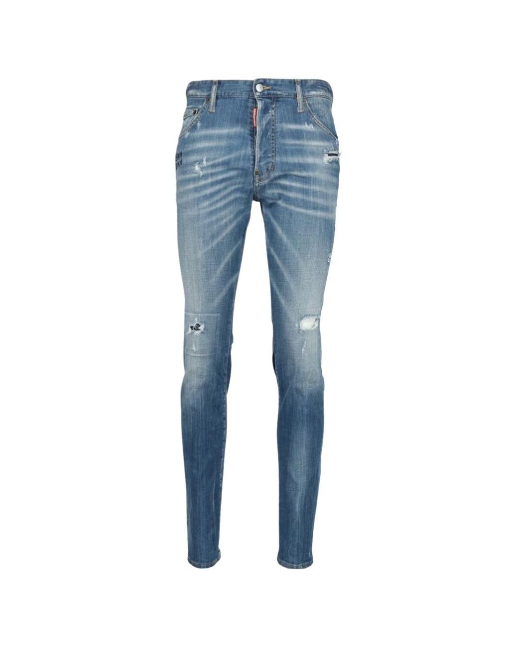 DSquared² Blue Cool Guy Jean Reinforced Distressed Effect Jeans Cotton for men