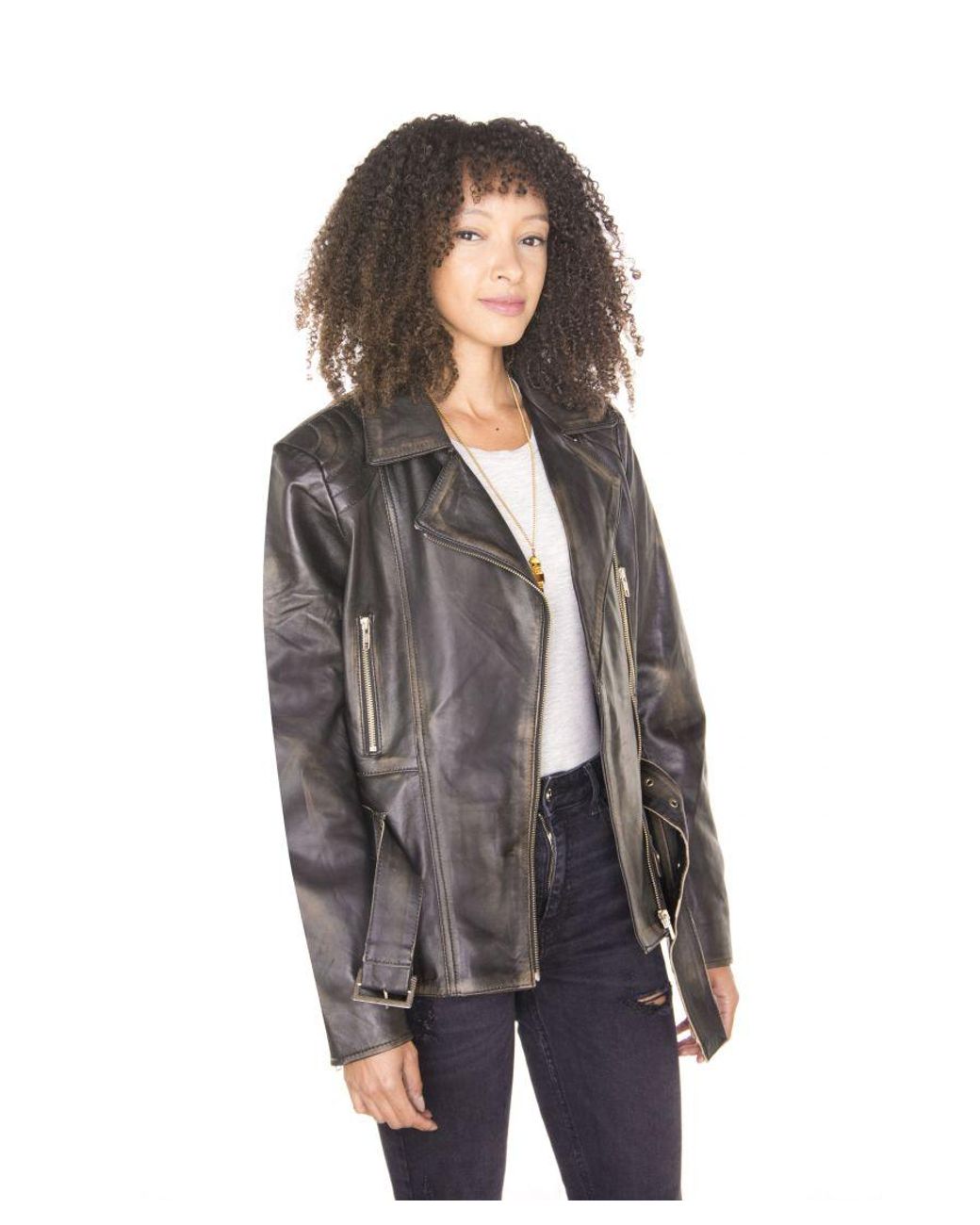 Infinity Leather Black Long Biker Jacket-Quito