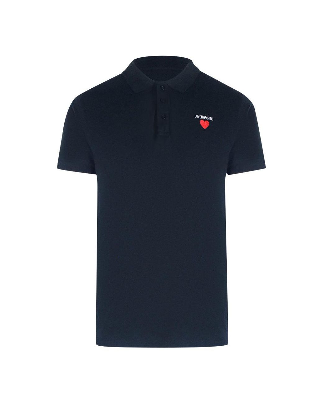 Moschino Blue Love Heart Logo Polo Shirt Cotton for men