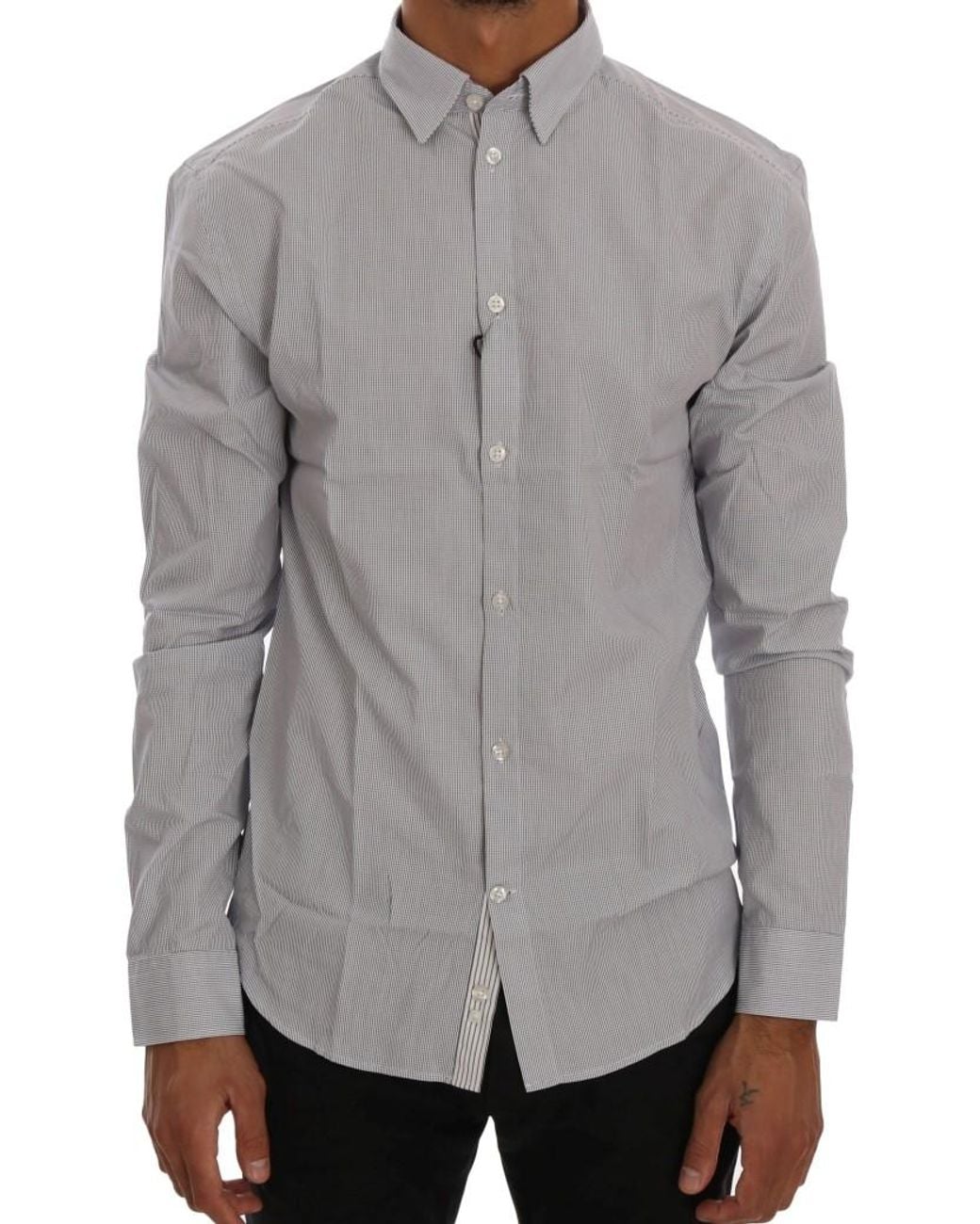 Frankie Morello Gray Check Casual Cotton Regular Fit Shirt for men