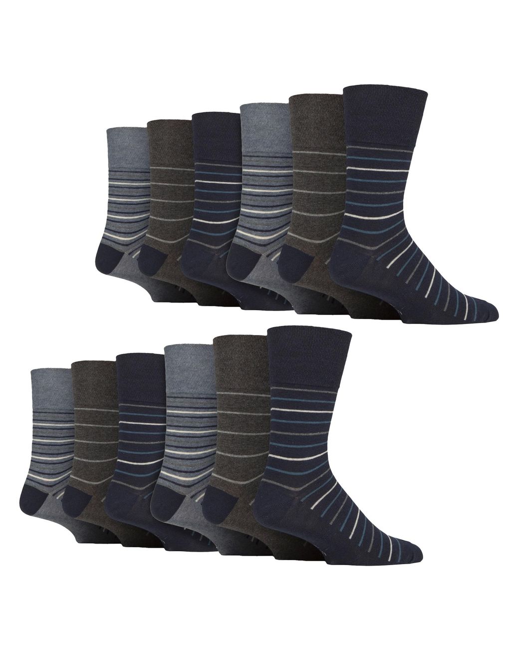 Gentle Grip Blue 12 Pairs Cotton Socks for men
