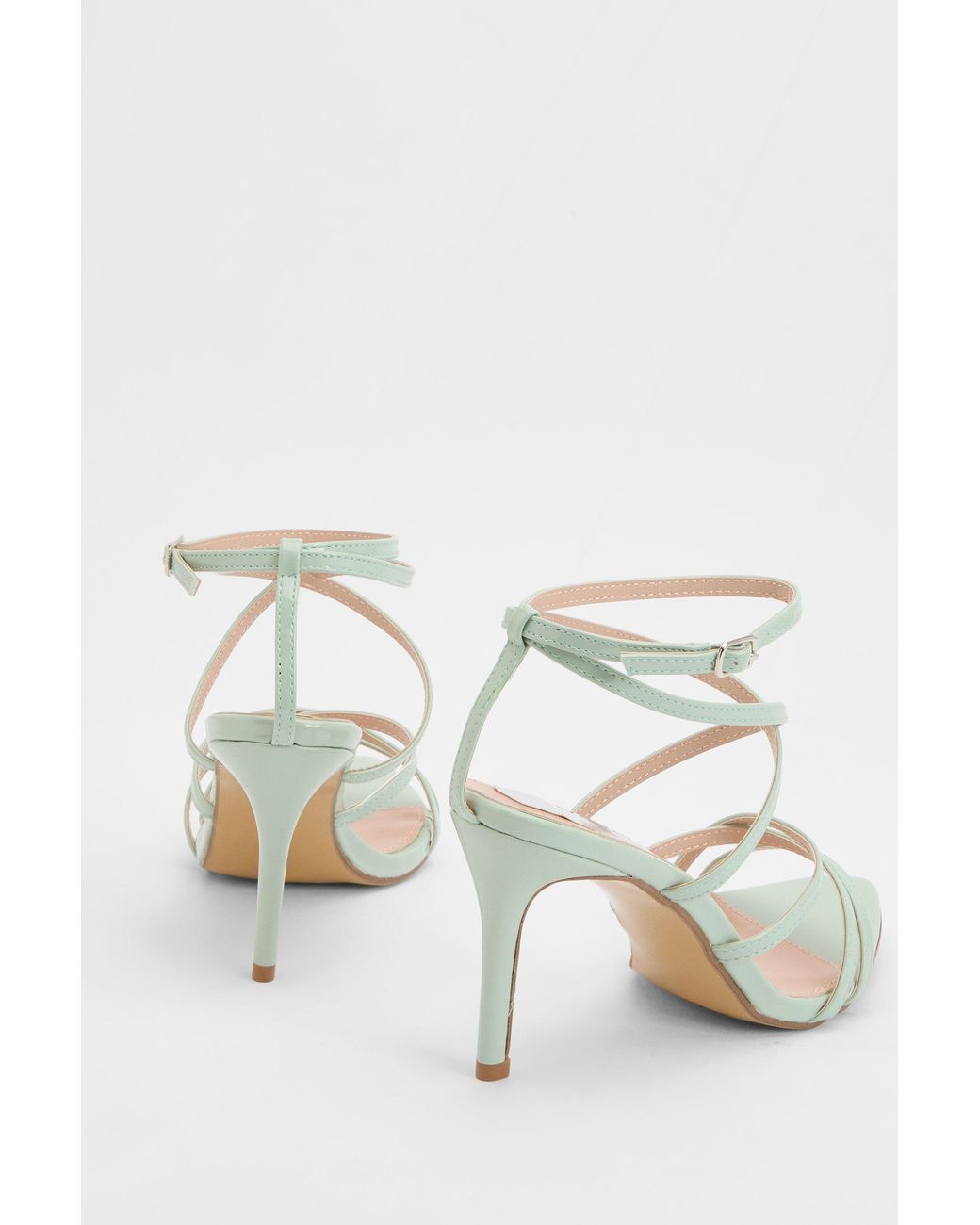 Oasis White Helena Faux Patent Leather Strappy High Stiletto Heeled Sandals