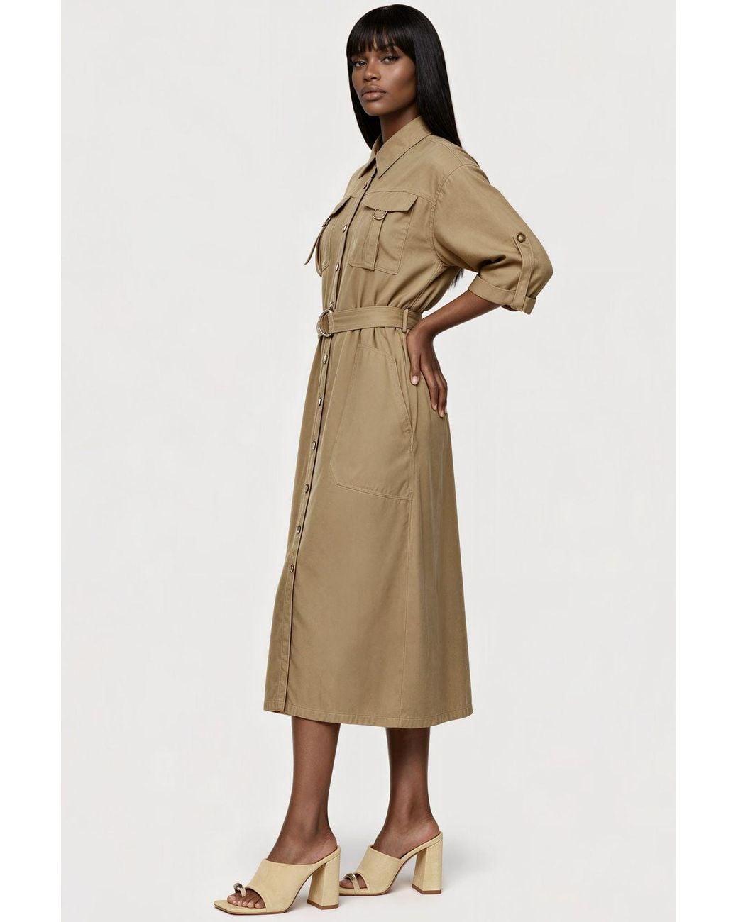 Msn-Collection Natural Cotton-Viscose Maxi Dress