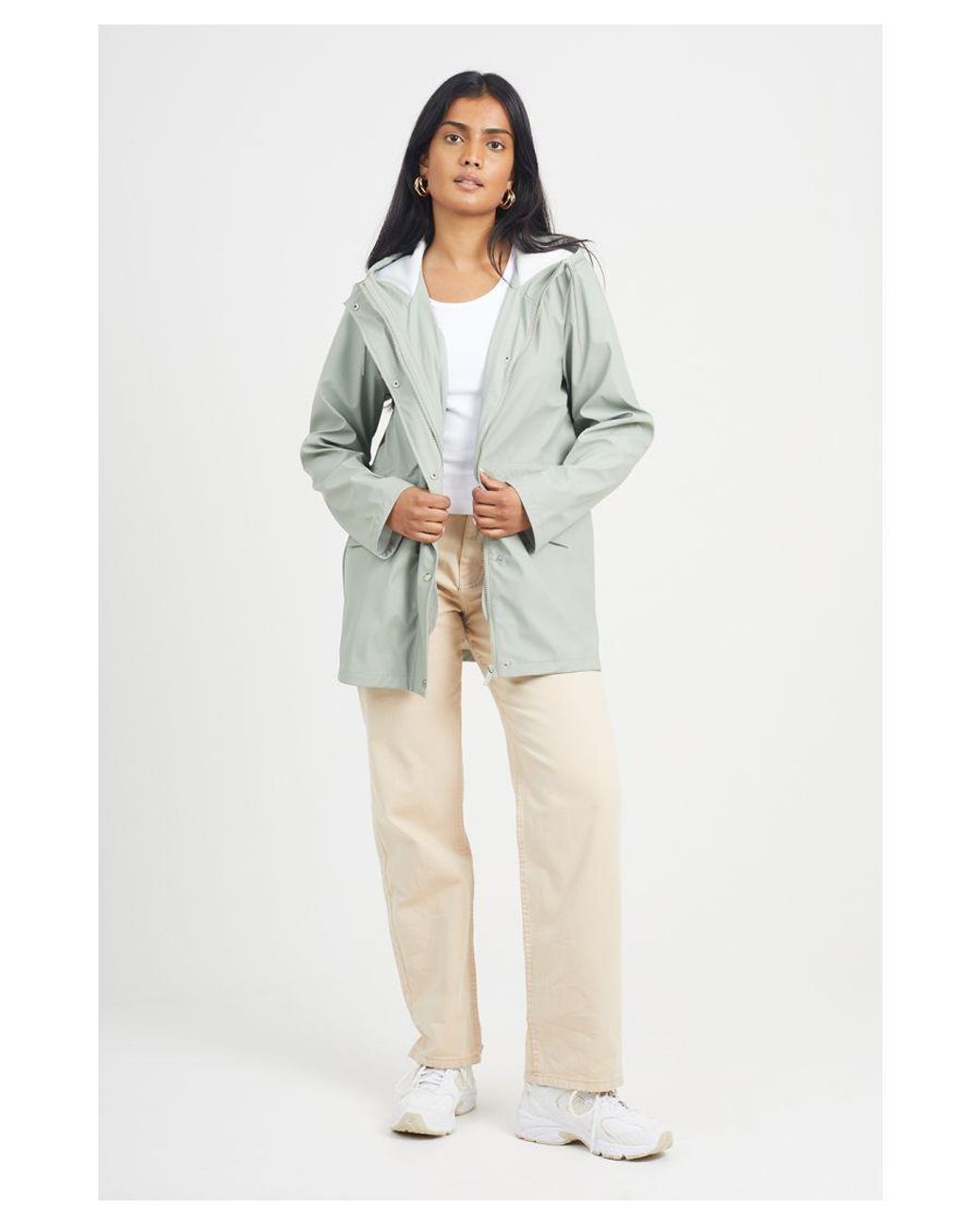 Brave Soul Gray Pale 'Saffy' Hooded Rain Mac