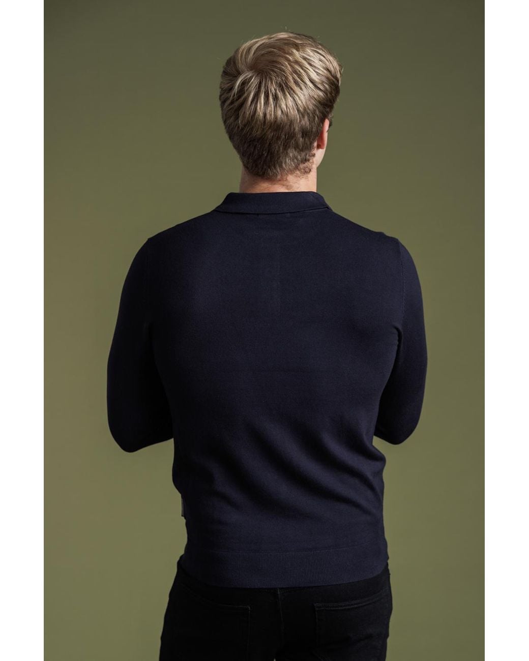 French Connection Green Long Sleeve Button Knitted Polo Top for men