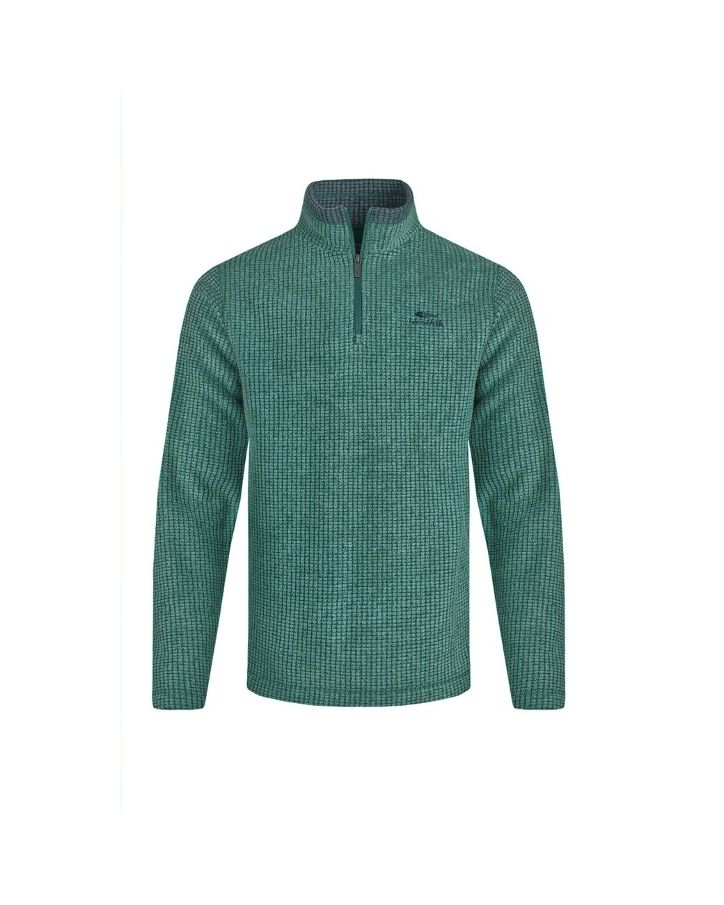 Weird Fish Green Newark Grid Eco Friendly Quarter Zip Fleece Top (Leaf) for men
