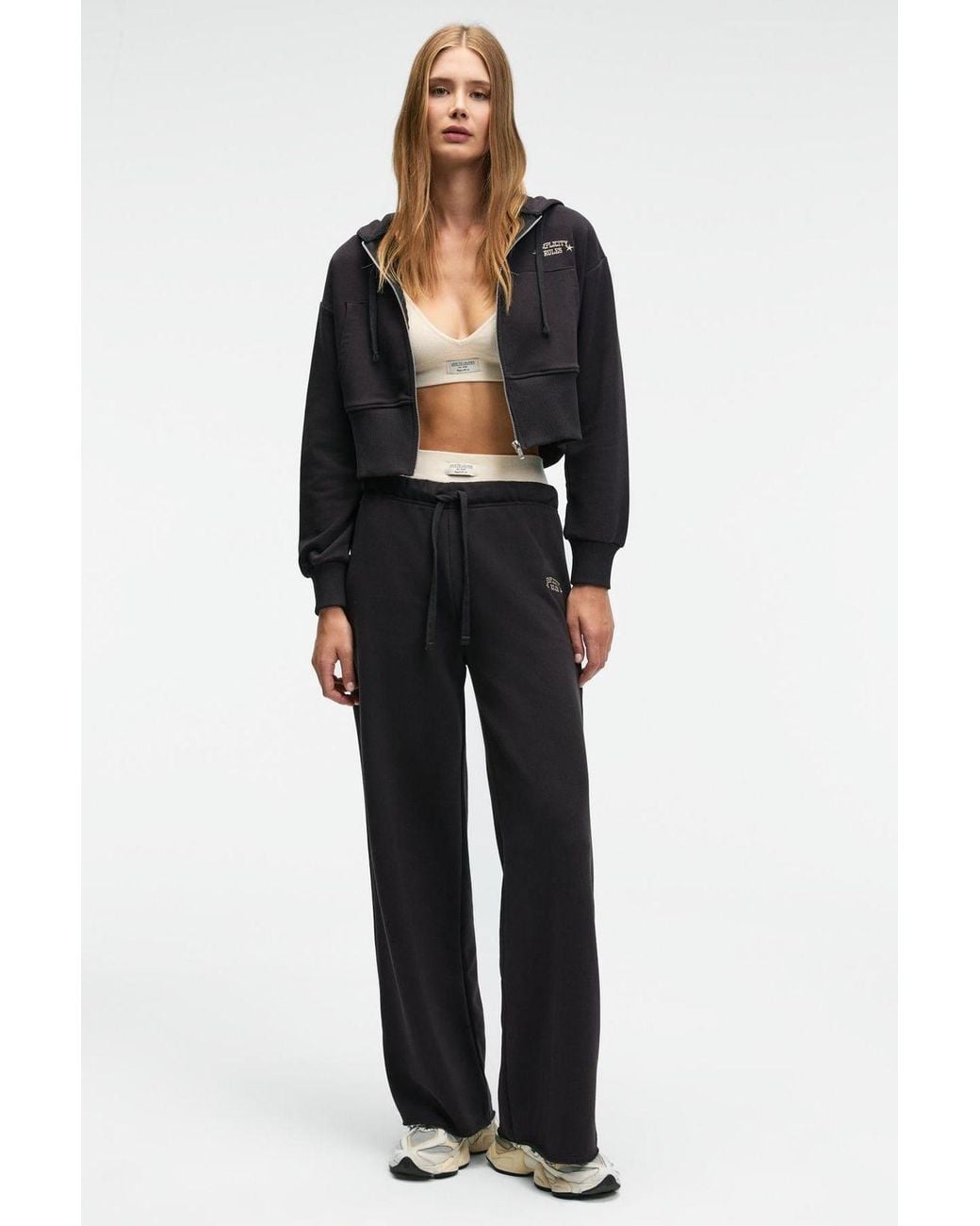 Grimelange Black Wide Leg Drawstring Joggers