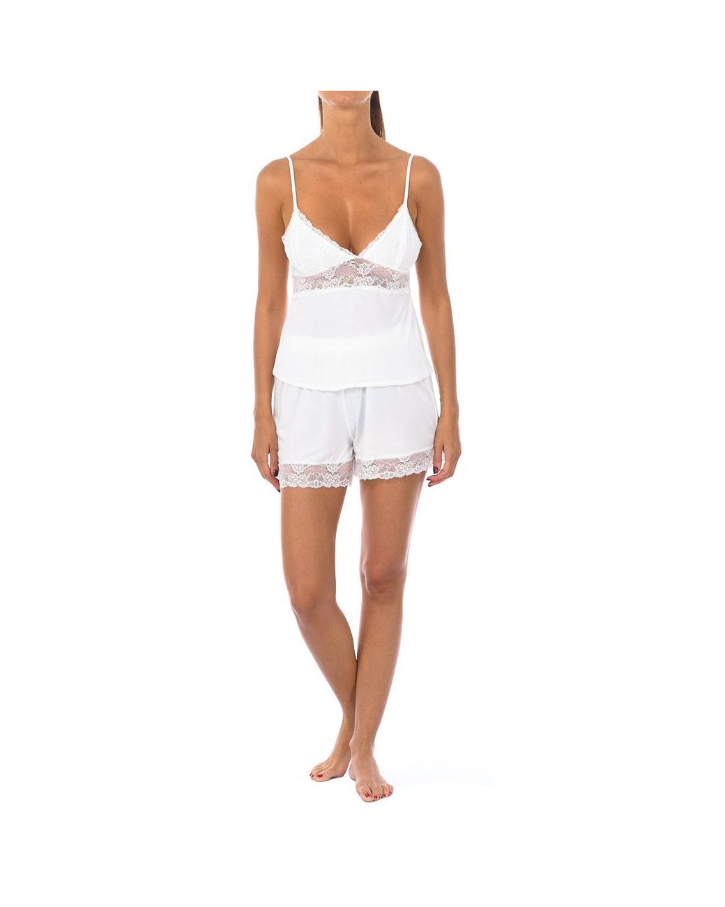 Kisses&Love White V-Neck Tank Pajamas 1203