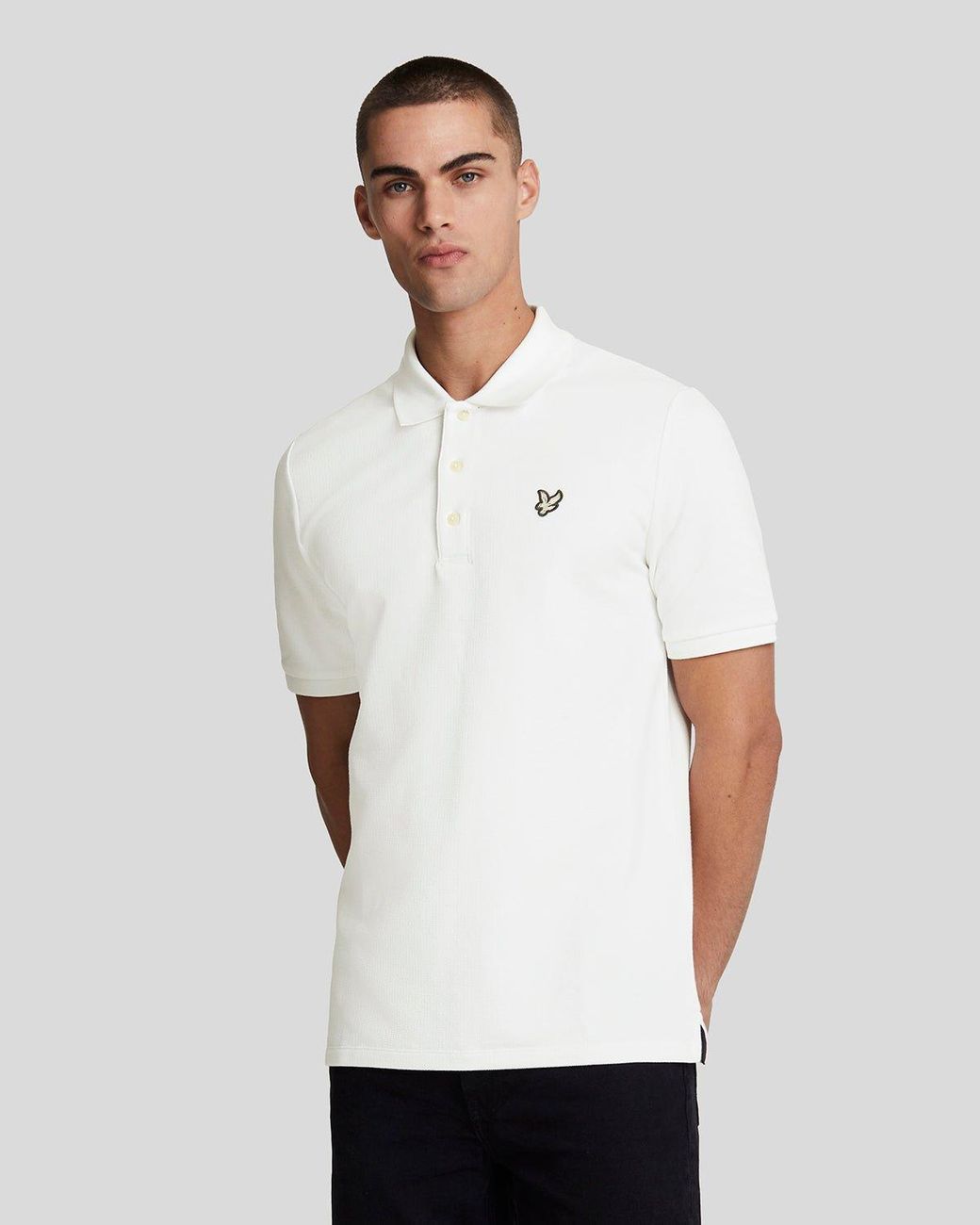 Lyle & Scott Flatback Pique Poloshirt in het White voor heren