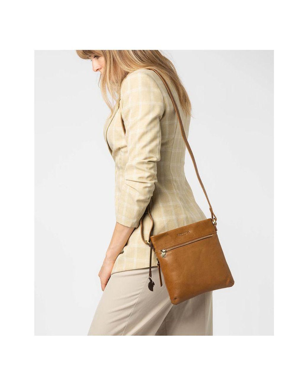 Conkca Brown 'Yayoi' Dark Leather Cross Body Bag