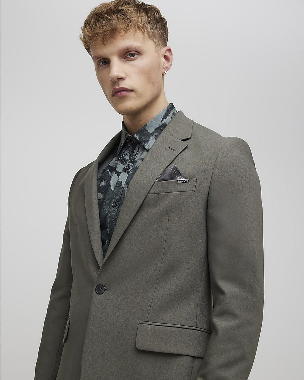 River Island Gray Suit Jacket Skinny Fit for men