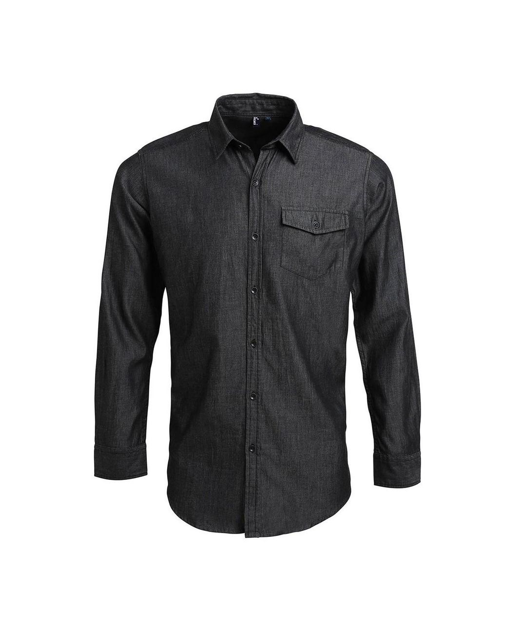 PREMIER Black Denim Contrast Stitching Shirt Denim) Cotton