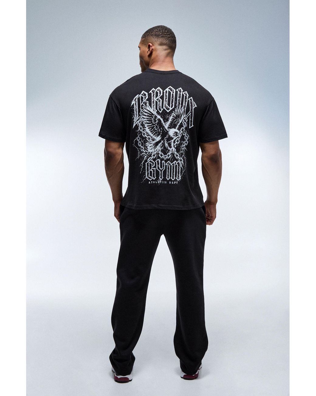 BoohooMAN Black Active Bronx Gym Oversized T-Shirt for men