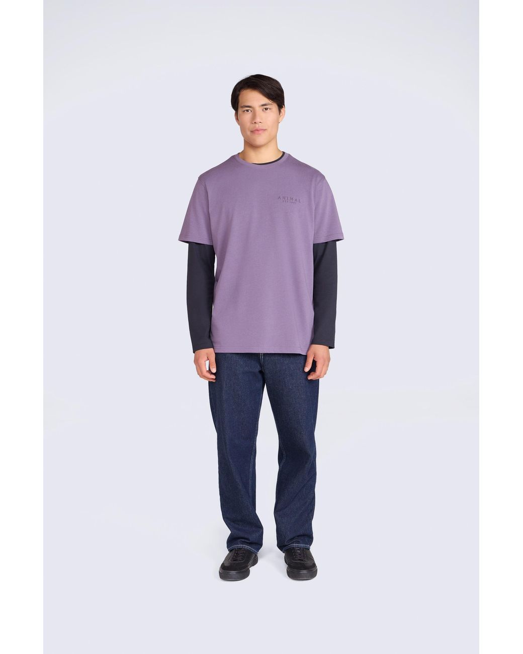Mountain Warehouse Purple 'Chase' T-Shirt Cotton Relaxed Fit Breathable Summer Tee for men